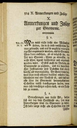 X. Anmerkungen und Zusätze zur Gnomonic.