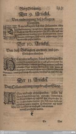 Der 9. Artickel. Von einbringung deß beklagten Exception.