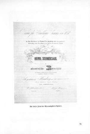Die älteste Form der Ehrenmitglieds-Diplome.