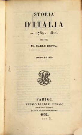 Storia d'Italia dal 1789 al 1814, 1