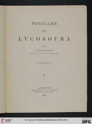 Band 1: Fouilles de Lycosoura