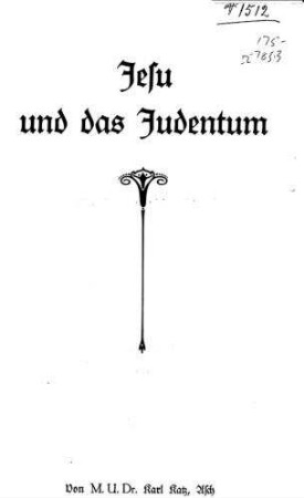 Jesu und das Judentum / von Karl Katz