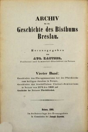 Archiv für die Geschichte des Bisthums Breslau. 4