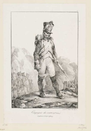 Compagnie du centre, grande tenue, Blatt 5 der Folge "Infanteriekostüme 1809"