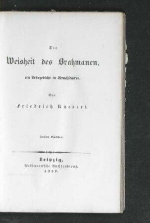 Bdch. 2: Die Weisheit des Brahmanen