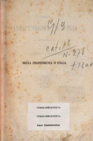 Della indipendenza d'Italia : discorso