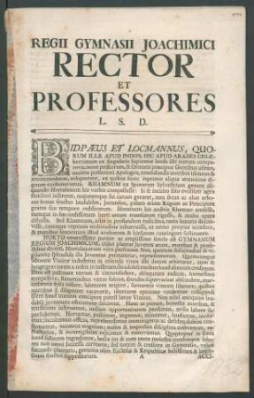 1732: Regii Gymnasii Joachimici Rector et Professores
