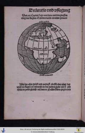 Das .vi. Capitel sagt von dem mittlen grossen ring der kuglen Equinoctialis circulus genant.