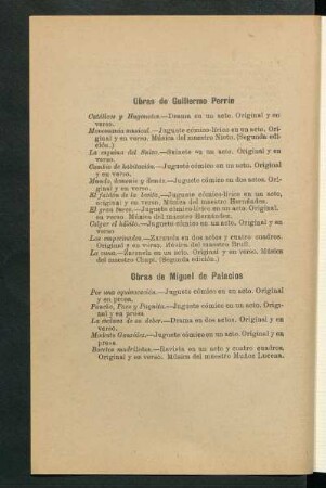 Obras de Guillermo Perrín [y] Obras de Miguel de Palacios