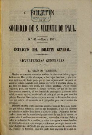 Boletín de la Sociedad de San Vicente de Paul. 6, 6. 1861