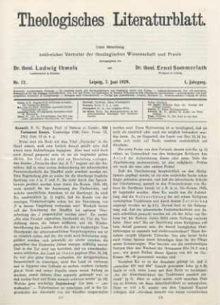 177-179 [Rezension] Kennett, Robert H., Old Testament essays