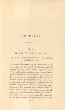 No I. Treaty with Holland, 1824
