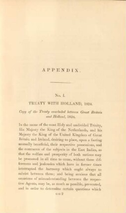 No I. Treaty with Holland, 1824