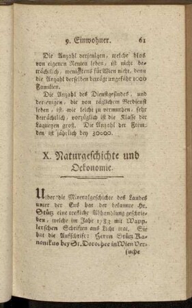 X. Naturgeschichte und Oekonomie.