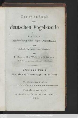 Theil 2: Sumpf- und Wasservögel enthaltend : mit illuminirten Kupfern
