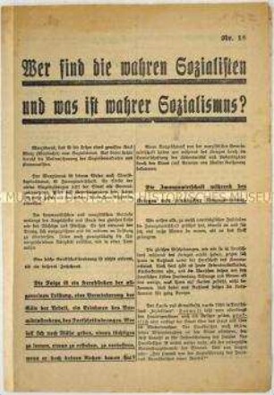 Flugschriftt der NSDAP über den "wahren Sozialismus"