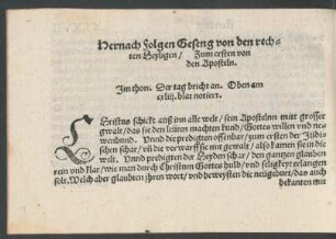 Hernach Folgen Geseng von den rechten Heyligen ...