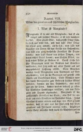 Kapitel VIII: Wider den gemeinen und schaedlichen Aberglauben