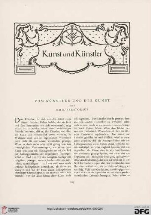 Vom Künstler und der Kunst