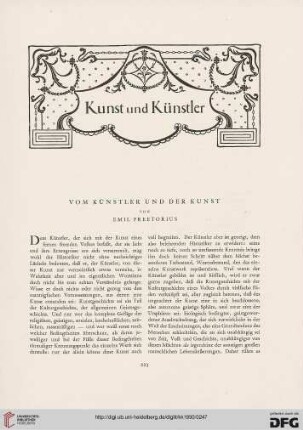 Vom Künstler und der Kunst