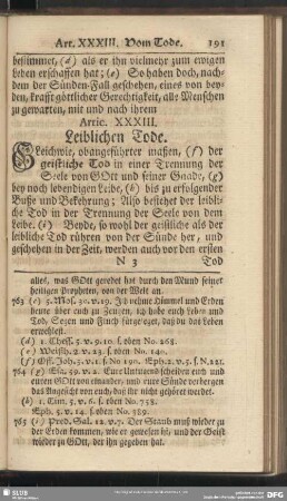 Artic. XXXIII. Leiblichen Tode