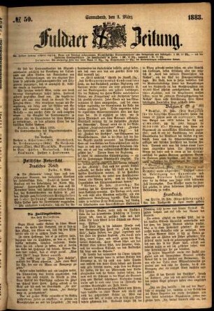 Ausgabe vom Samstag, den 03. März 1883.