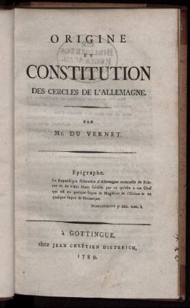 Origine Et Constitution Des Cercles de L'Allemagne