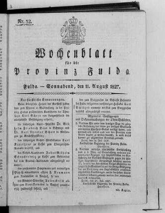 Nr. 32, Ausgabe vom 11 August 1827