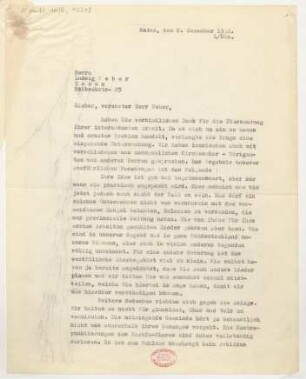 Brief an Ludwig Weber : 08.12.1932
