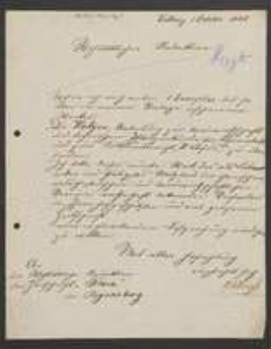 Brief von Rudolph Friedrich Hergt an Regensburgische Botanische Gesellschaft