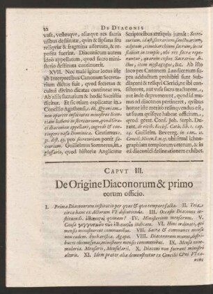 Caput III. De Origine Diaconorum & primo eorum officio.