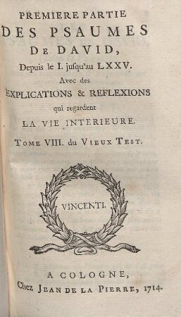 Les Livres De L´Ancien Testament. - 8. Premiere Partie Des Psaumes De David