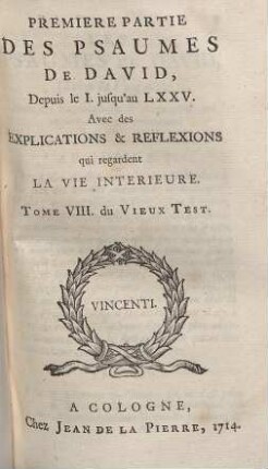 Les Livres De L´Ancien Testament. - 8. Premiere Partie Des Psaumes De David
