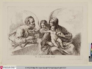 Holy Virgin, Infant Jesus, an Angel and St. Joseph [Die Heilige Familie mit Engel (und Fruchtschale)]