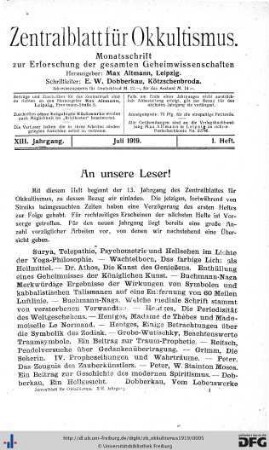 1. Heft (Jul. 1919)