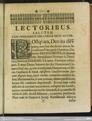 Lectoribus Salutem Cum Officiorum Oblatione Dicit Autor