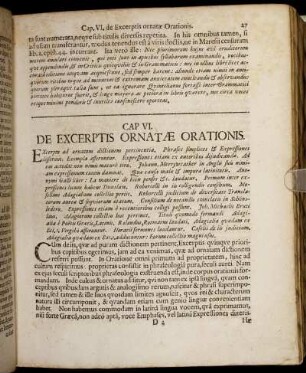 Cap. VI. De Excerptis Ornatæ Orationis