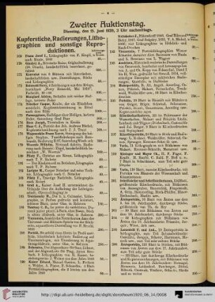 Zweiter Auktionstag, Dienstag, den 15. Juni 1920, 3 Uhr nachmittags (Nr. 169-365)