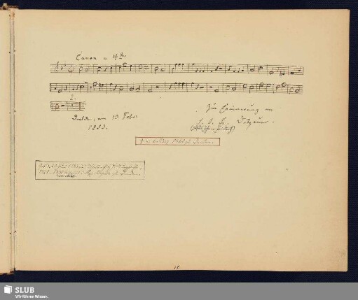 Dotzauer, Justus Johann Friedrich; 1853 [Noten- und Texteintrag]