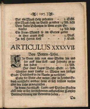 Articulus XXXXVII. Von Botten-Lohn.