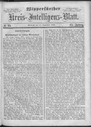 Wipperfürther Kreis-Intelligenzblatt : amtliches Organ des Kreises Wipperfürth