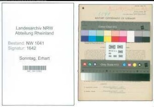 Entnazifizierung Erhart Sonntag , geb. 31.01.1915 (Angestellter)