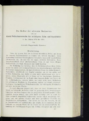 Die Kultur der schweren Bodenarten erläutert durch Feldanbauversuche der wichtigsten Halm- und Hackfrüchte in den Jahren 1874 bis 1894.