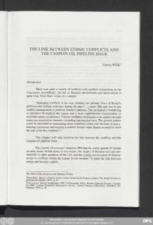 The Link Between Ethnic Conflicts And The Caspian Oil Pipeline Issue Havva Kök