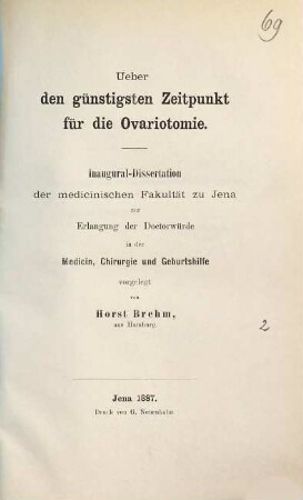 Über den günstigsten Zeitpunkt für die Ovariotomie