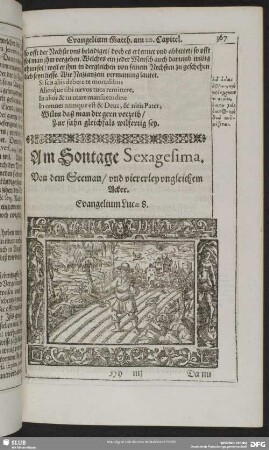 Am Sontage Sexagesima. Von dem Seeman, und viererley ungleichem Acker. Evangelium Lucae. 8