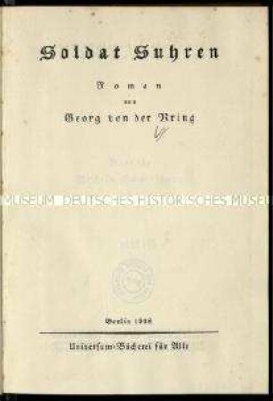 Antikriegsroman von Georg von der Vring