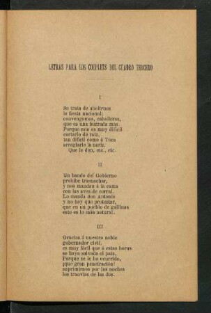 Letras para los couplets del cuadro tercero