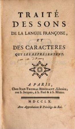 Traité des Sons de la langue Françoise