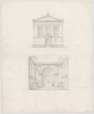 Thiersch, August ; Augsburg (Bayern); Kirche - Ansicht; Innenraum (Perspektive)